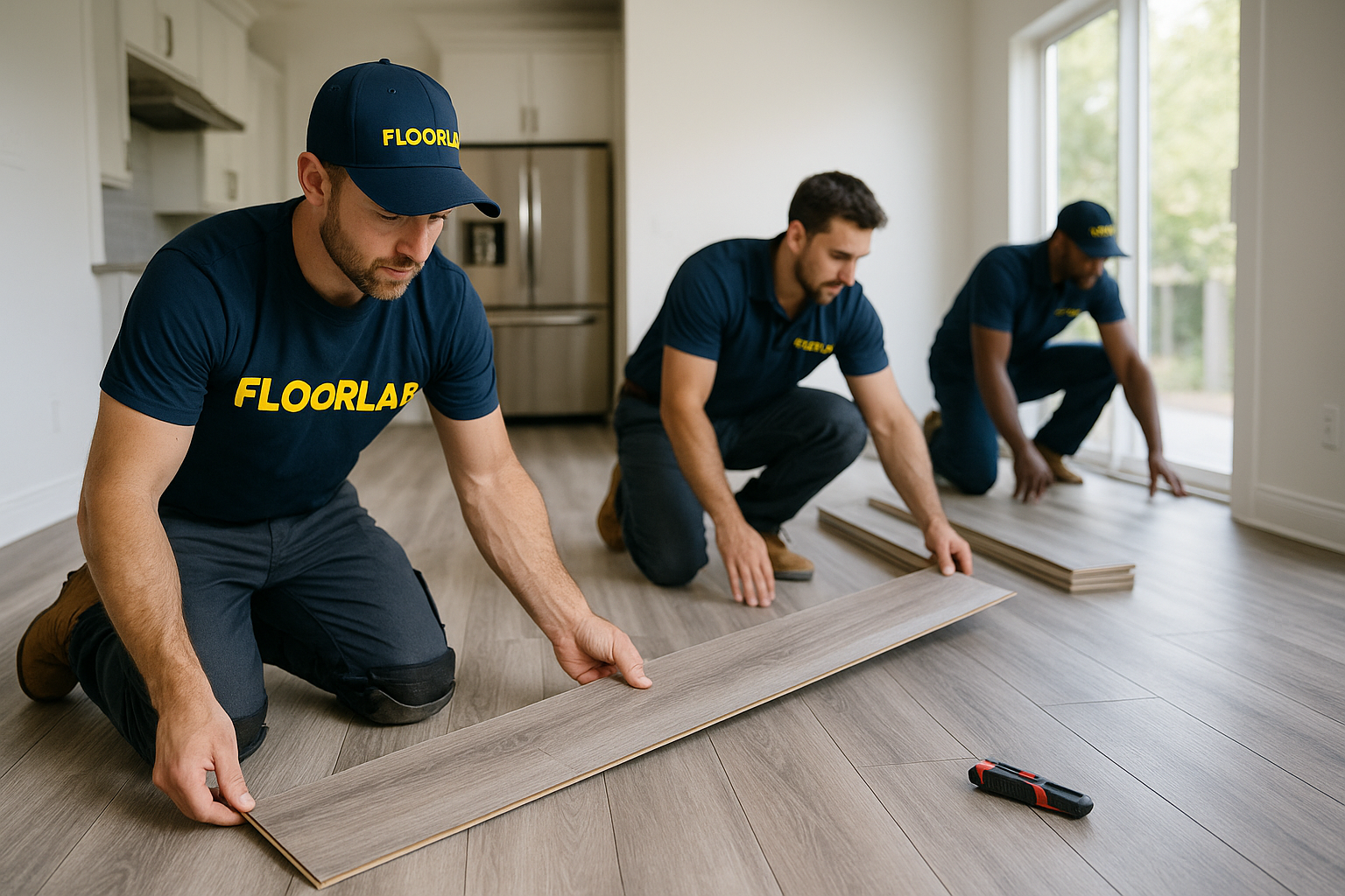 Luxury vinyl plank flooring in modern living room